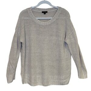 J.Crew Womens Linen Knit Sweater Beige Medium Tan Crew Neck Pullover Lightweight